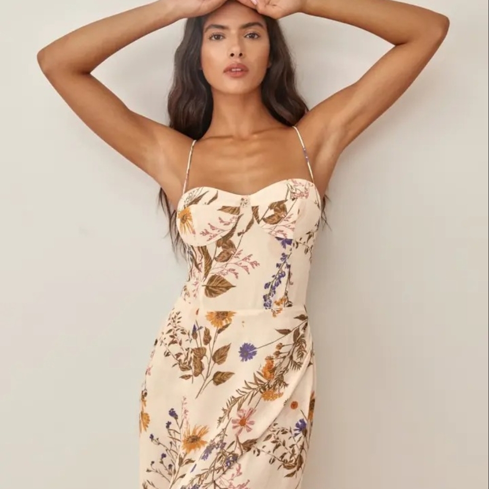 Reformation Brown and Orange Slip Dress Spaghetti Strap
